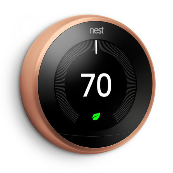 Nest T3021US Learning Thermostat, Easy Temperature Control for Every Room in Your House, Copper (Third Generation), Works with Alexa Small