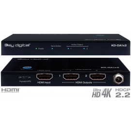 Key Digital KD-DA1x2 1 Input to 2 Outputs HDMI Distribution Amplifier, supports Ultra HD/4K & HDCP 2.2